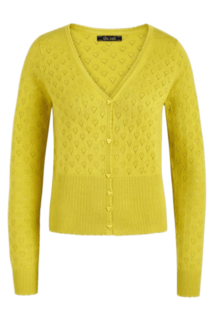 King Louie Cardi V Heart Ajour Cress Yellow