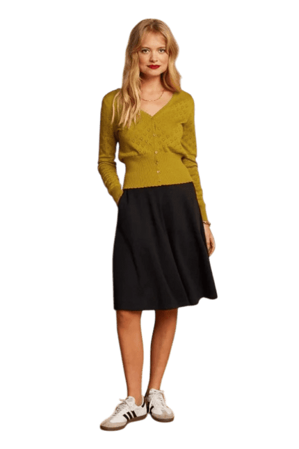 King Louie Cardi V Heart Ajour Curry Yellow