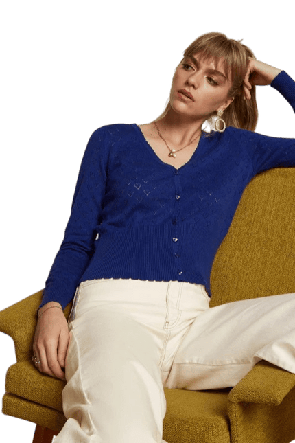 King Louie Cardi V Heart Ajour Dazzling Blue