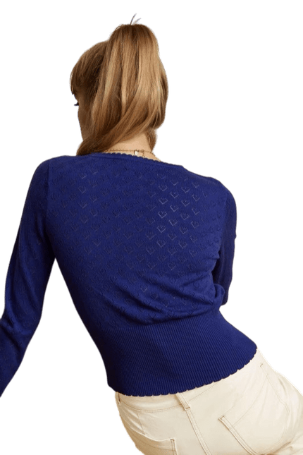 King Louie Cardi V Heart Ajour Dazzling Blue