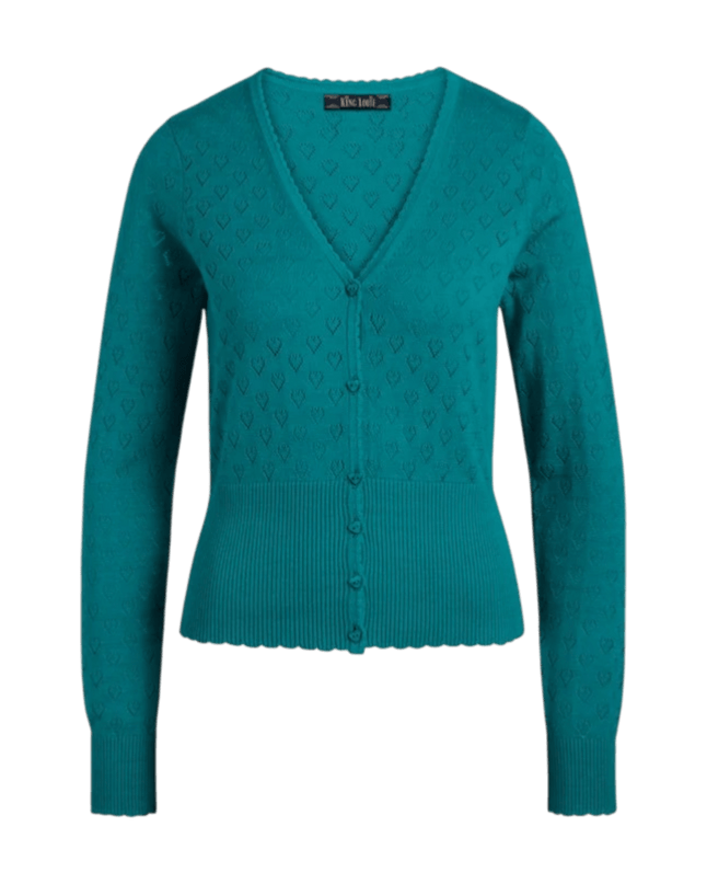 King Louie Cardi V Heart Ajour verde profundo