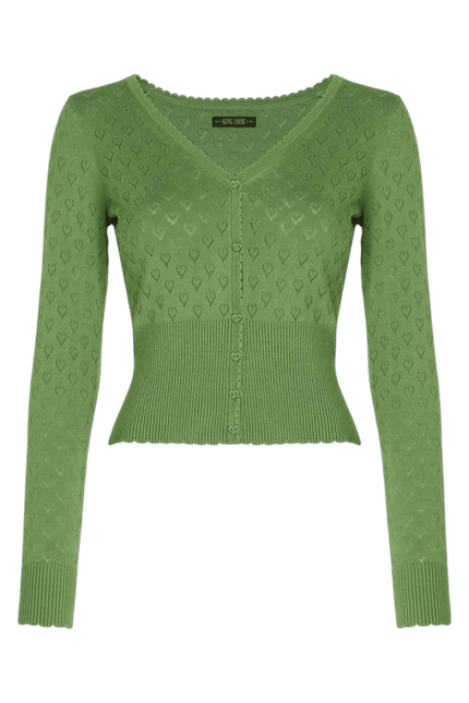 King Louie Cardi V Heart Ajour jade green