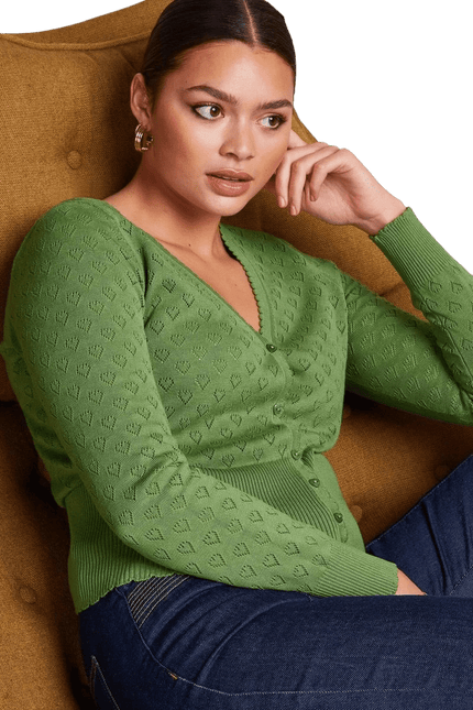 King Louie Cardi V Heart Ajour jade green