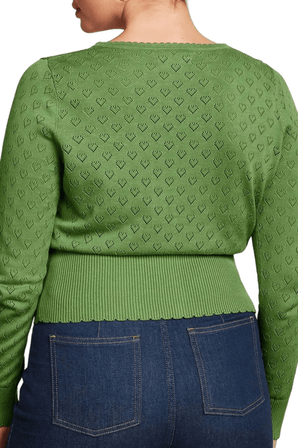 King Louie Cardi V Heart Ajour jade green