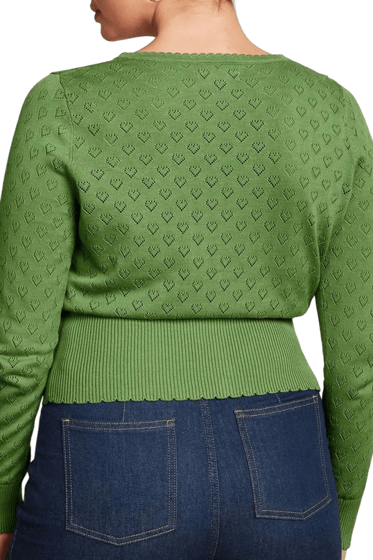King Louie Cardi V Heart Ajour verde jade