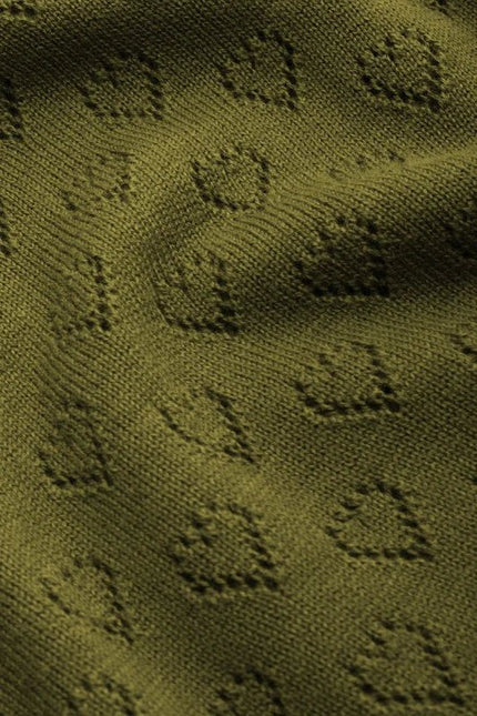 King Louie Cardi V Heart Ajour Olive Green