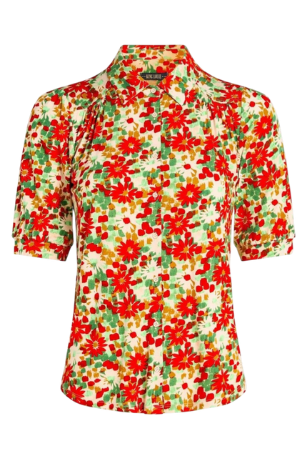 King Louie Carina Blouse Punch, fire red