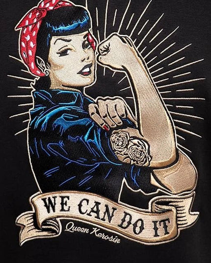 College Sweatjacke "We Can Do It" schwarz