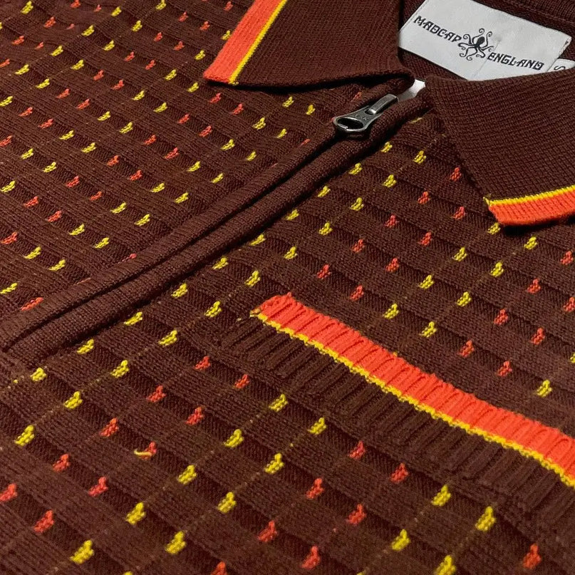 Coltrane Mod Teksturowany Dash Jacquard Polo w Brązie