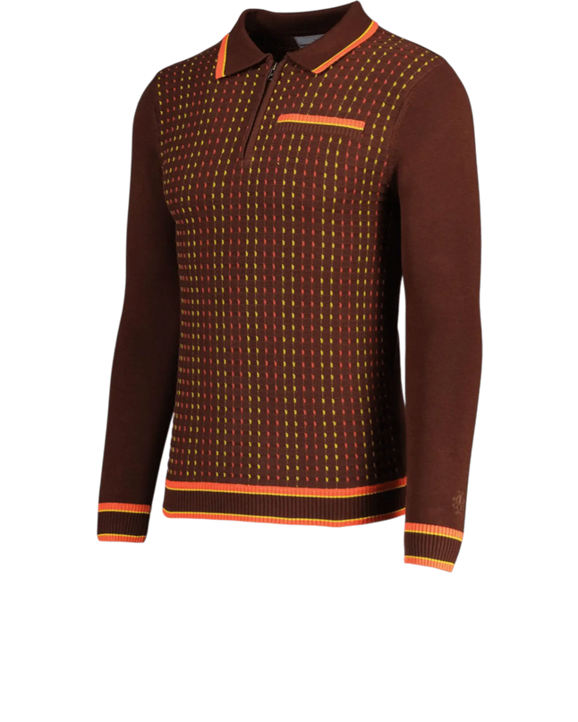 Coltrane Mod Teksturowany Dash Jacquard Polo w Brązie