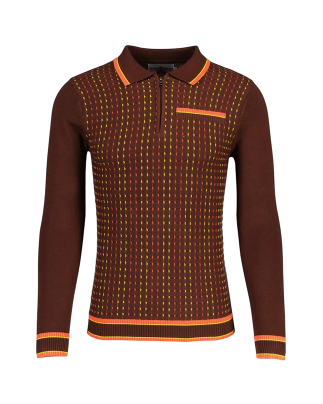 Coltrane Mod Teksturowany Dash Jacquard Polo w Brązie