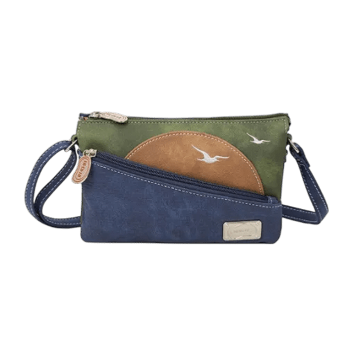 Crossbody Sunrise Cognac, Navy Blue, Dark Green
