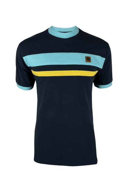 TROJAN Cut and Sew Stripe Piqué Tee