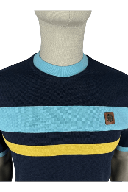 TROJAN Cut and Sew Stripe Piqué Tee