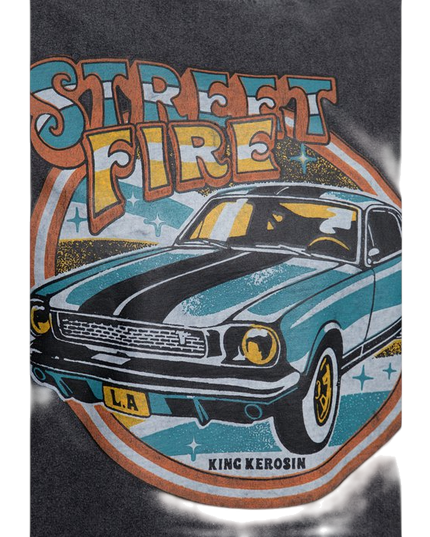 street fire, oilwashed black