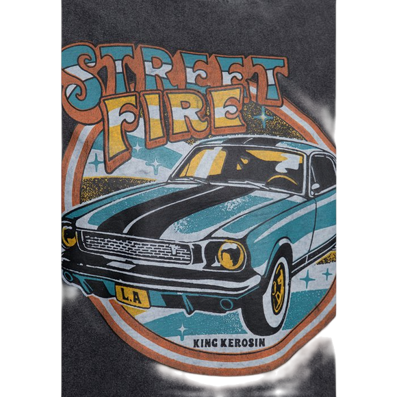 street fire, oilwashed black