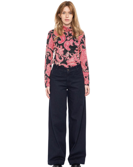 Rolli top met col, zwart