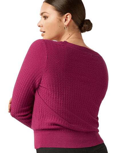 Deep V Cardigan Cedar Violet Pink