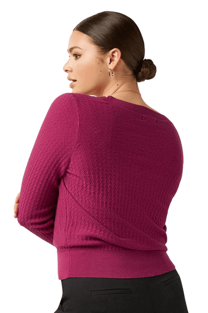 Deep V Cardigan Cedar Violet Pink