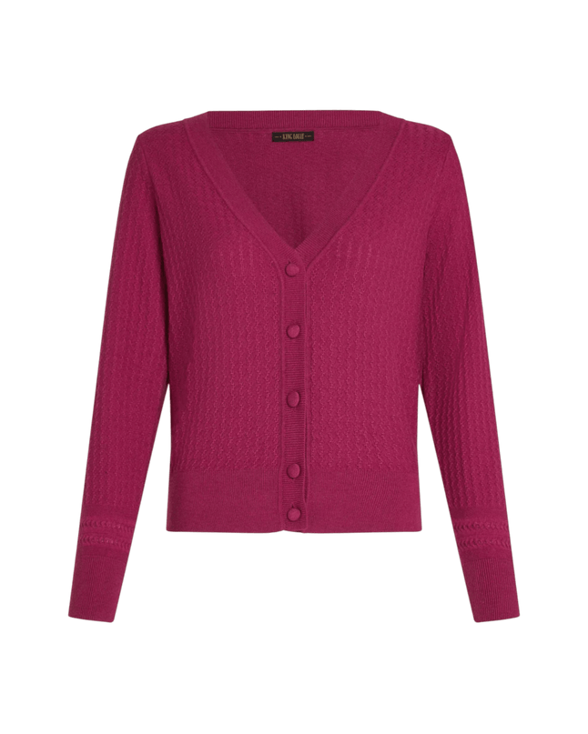 Cardigã decote V profundo Cedar violeta rosa