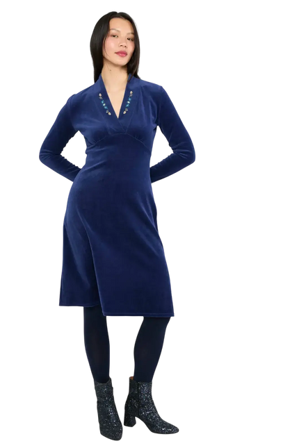 BLUTSGESCHWISTER JURK Velvet Glamour Aura, indigo depths blue