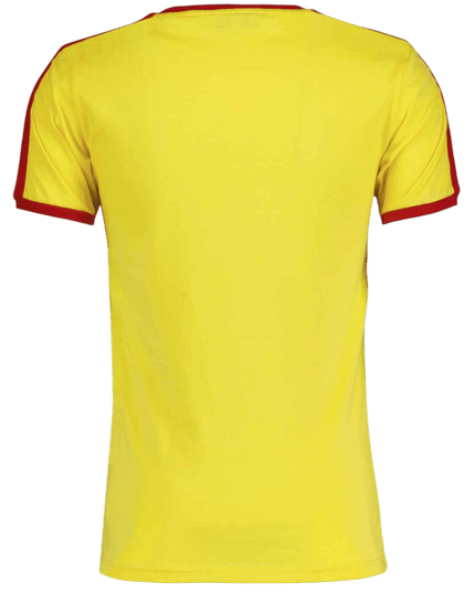Camiseta Disco Ringer Retro 70s listrada amarela