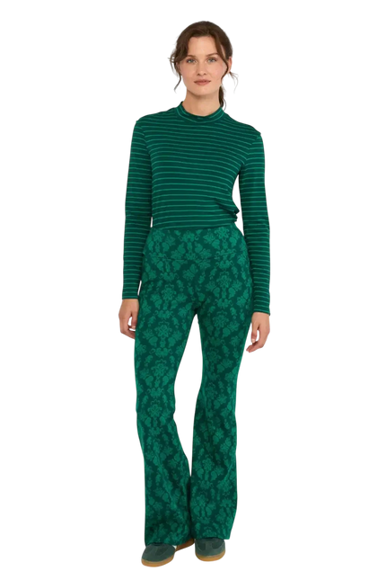 BLUTSCHGESCHWISTER broek On a Winters Day Flared princess tapestry green