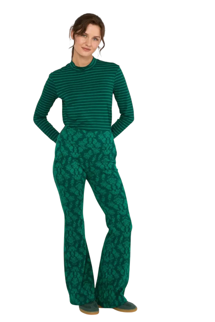 BLUTSCHGESCHWISTER broek On a Winters Day Flared princess tapestry green