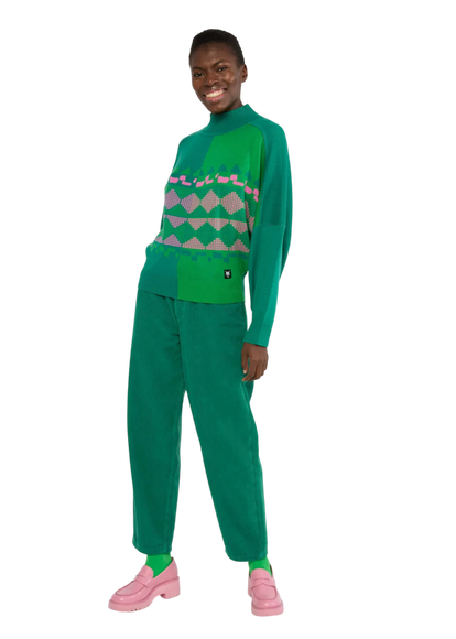 Diamond Loom Egg chunky pullover green