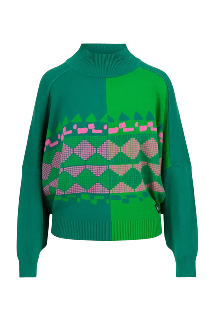 BLUTSGESCHWISTER trui Diamond Loom Egg chunky pullover green