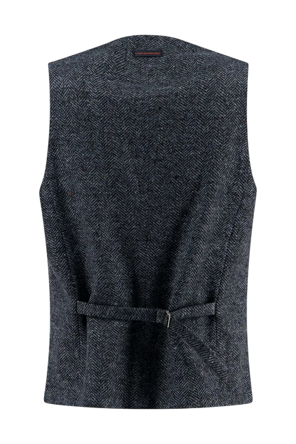 A fish named Fred waistcoat brushed herringbone, jeans blue