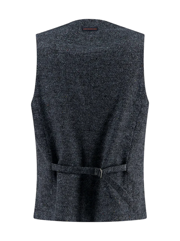 A fish named Fred waistcoat brushed herringbone, jeans blue