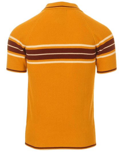 TROJAN Koszulka polo z zamkiem i prążkowanym kołnierzem Fireball w kolorze Golden Glow