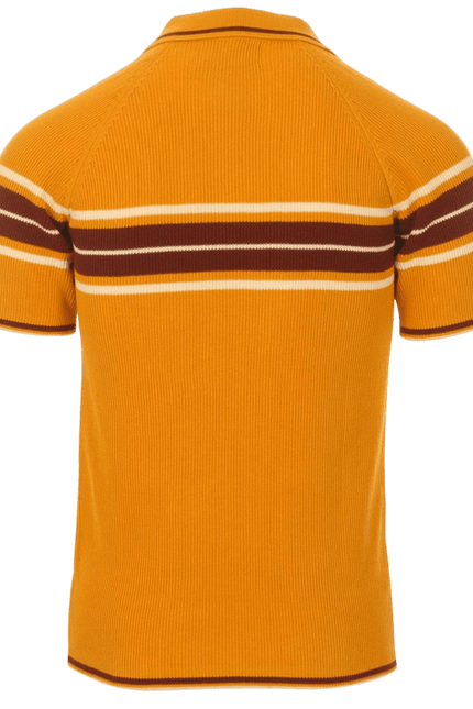 TROJAN Fireball Mod Rib Zip Neck Polo in Golden Glow