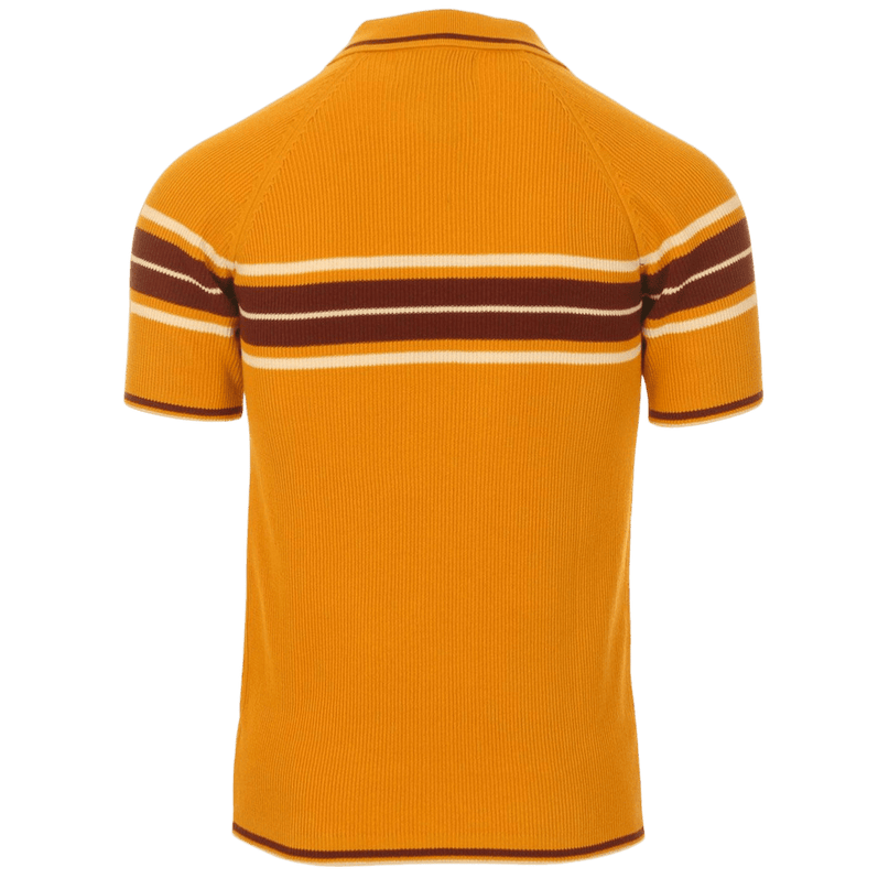 TROJAN Fireball Mod Rib Zip Neck Polo in Golden Glow