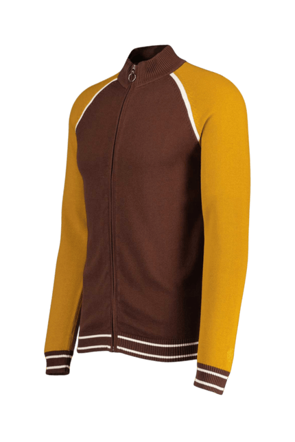 Fuller Retro Color Block Raglan Sleeve Knitted Track Top