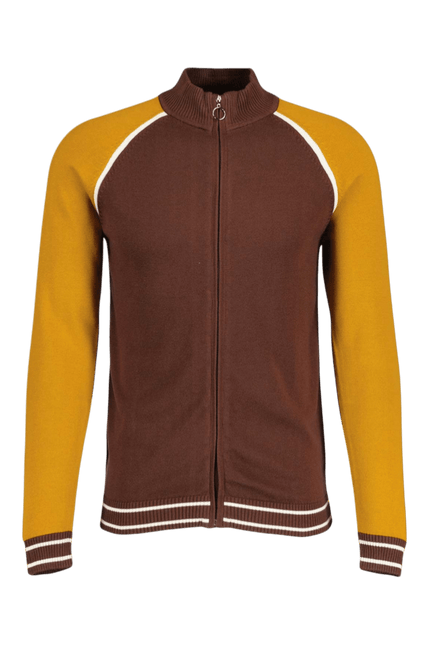 Fuller Retro Color Block Raglan Sleeve Knitted Track Top