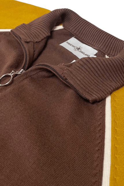 Fuller Retro Color Block Raglan Sleeve Knitted Track Top