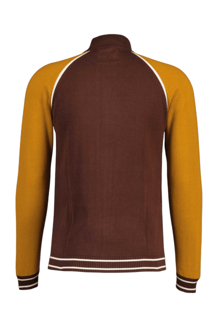 Fuller Retro Color Block Raglan Sleeve Knitted Track Top