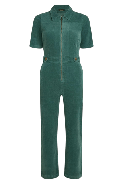 King Louie Garbo Zip Jumpsuit Corduroy, matcha green