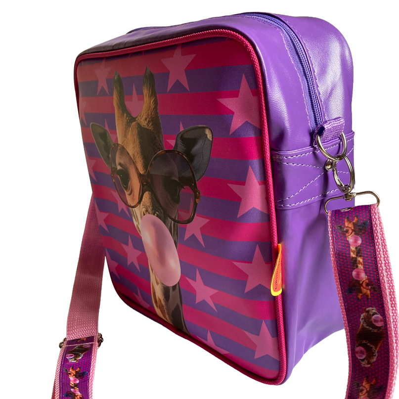 KUNSTBOER SQUARE SHOUDERBAG GIRAFFE BUBBLE GUM