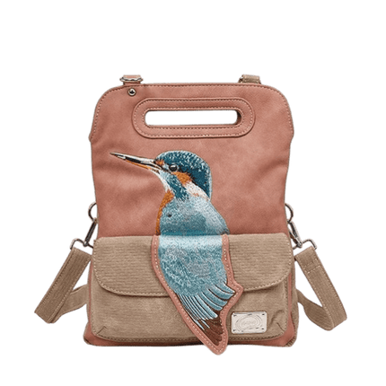 Hand/Shoulder Bag/Clutch "King Fisher", Pink/Beige