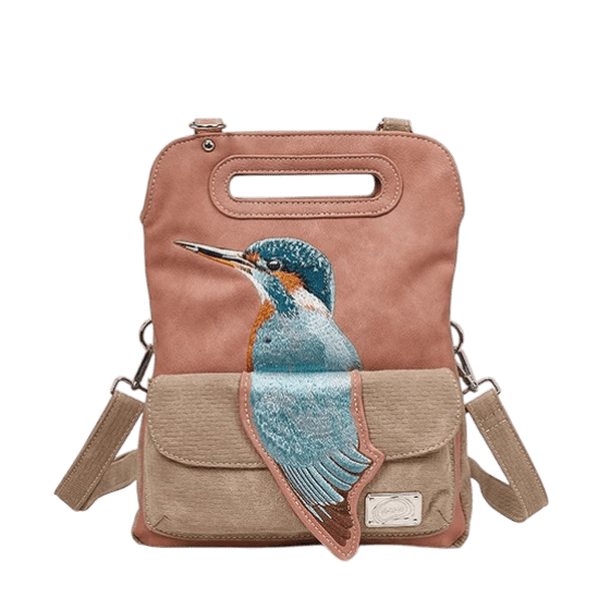 Hand/Shoulder Bag/Clutch "King Fisher", Pink/Beige