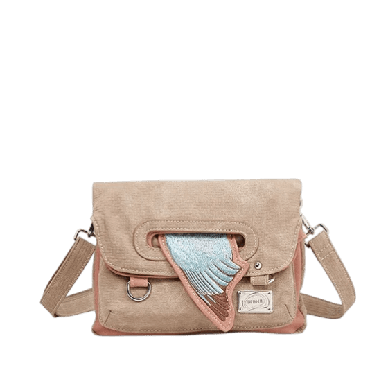 Hand/Shoulder Bag/Clutch "King Fisher", Pink/Beige