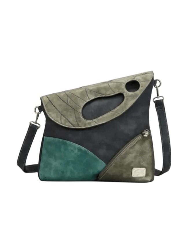 Hand/Schoudertas Leaf Dark Grey/Silver - Rok&Billie, The Unique Rebel Boutique