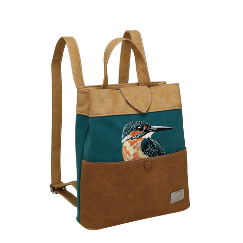 HI-DI-HI TAS "SONG SONG BLUE", PETROL/ PASTEL/ COGNAC