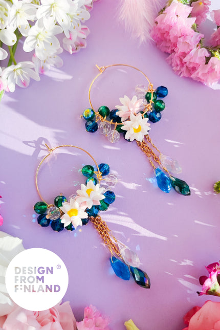 DAUGHTER OF THE NORTH WATER LILY HOOP EARRINGS , 18K GOLD PLATED