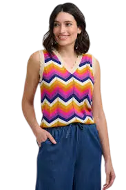 SUGAR HILL BRIGHTON ROSY KNIT VEST MULTI, SUNSET CHEVRON