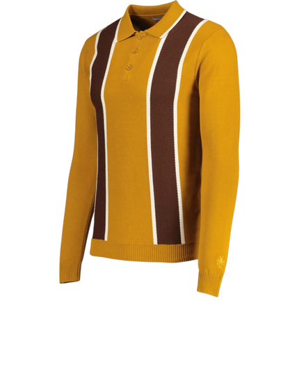 Polo de malha com painel de listras waffle Junot Mod Buckthorne