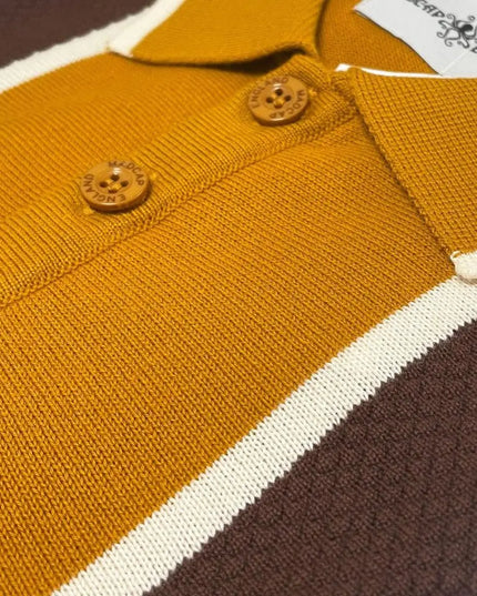 Polo de malha com painel de listras waffle Junot Mod Buckthorne
